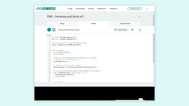 Arduino Cloud - Sketch tab
